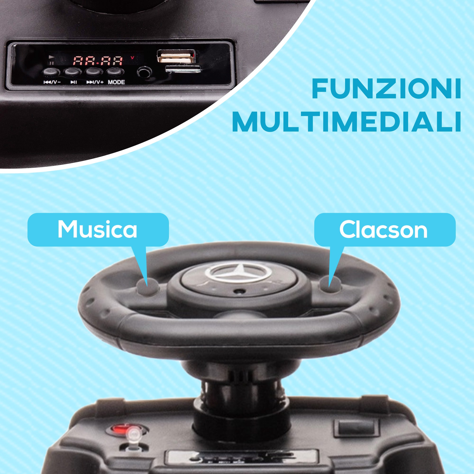 Electric Car for Kids, Kids Car Mercedes-Benz 6V with Music, Ages 18-48 Months, Beige