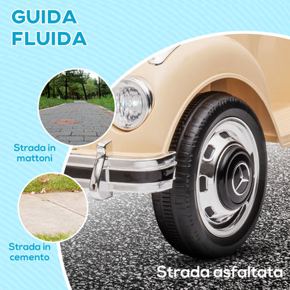 Electric Car for Kids, Kids Car Mercedes-Benz 6V with Music, Ages 18-48 Months, Beige