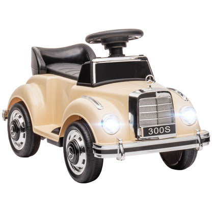Electric Car for Kids, Kids Car Mercedes-Benz 6V with Music, Ages 18-48 Months, Beige