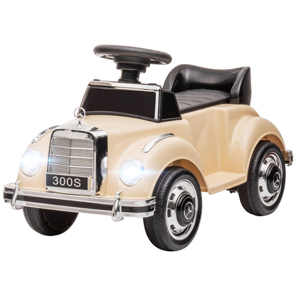 Electric Car for Kids, Kids Car Mercedes-Benz 6V with Music, Ages 18-48 Months, Beige
