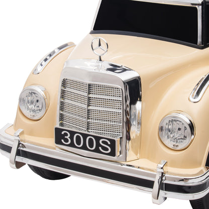 Electric Car for Kids, Kids Car Mercedes-Benz 6V with Music, Ages 18-48 Months, Beige