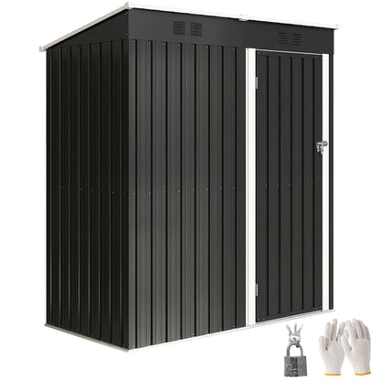 Outdoor Metal Garden Shed 1.37 m², 163 x 90 x 179 cm (64.2 in x 35.4 in x 70.5 in) – Lockable Door, Ventilation Slots, Tool Storage, Dark Gray