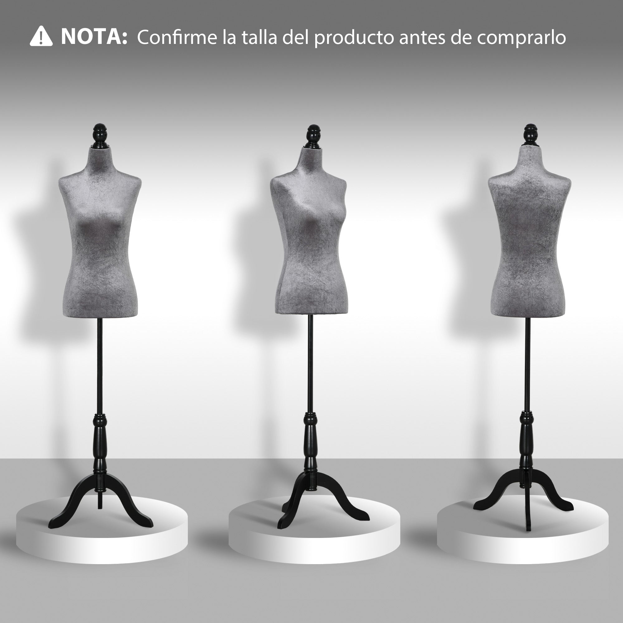 Female Sewing Mannequin Adjustable 130-168 cm with Wooden Tripod for Fashion Photography Clothing Display in Gray