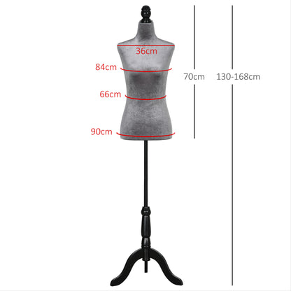 Female Sewing Mannequin Adjustable 130-168 cm with Wooden Tripod for Fashion Photography Clothing Display in Gray