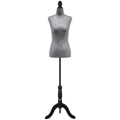 Female Sewing Mannequin Adjustable 130-168 cm with Wooden Tripod for Fashion Photography Clothing Display in Gray