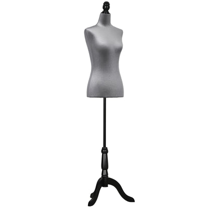 Female Sewing Mannequin Adjustable 130-168 cm with Wooden Tripod for Fashion Photography Clothing Display in Gray