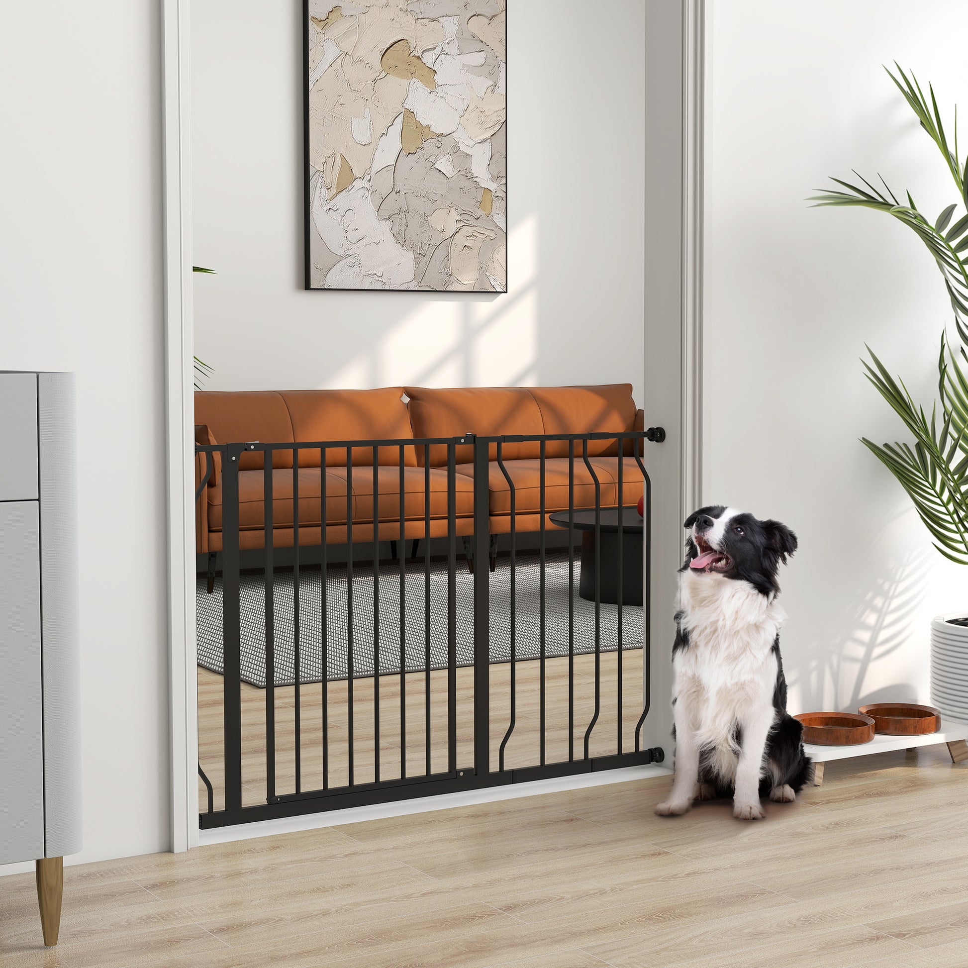 Door Protection Gate Stair Protection Gate with 10/20 cm Extension Door Gate without Drilling Stair Gate for Widths 75-115 cm Swivelable on Both Sides Steel Black
