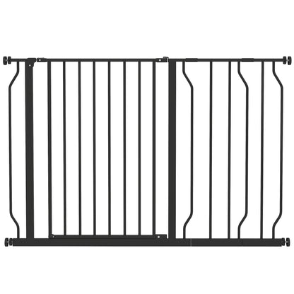 Door Protection Gate Stair Protection Gate with 10/20 cm Extension Door Gate without Drilling Stair Gate for Widths 75-115 cm Swivelable on Both Sides Steel Black