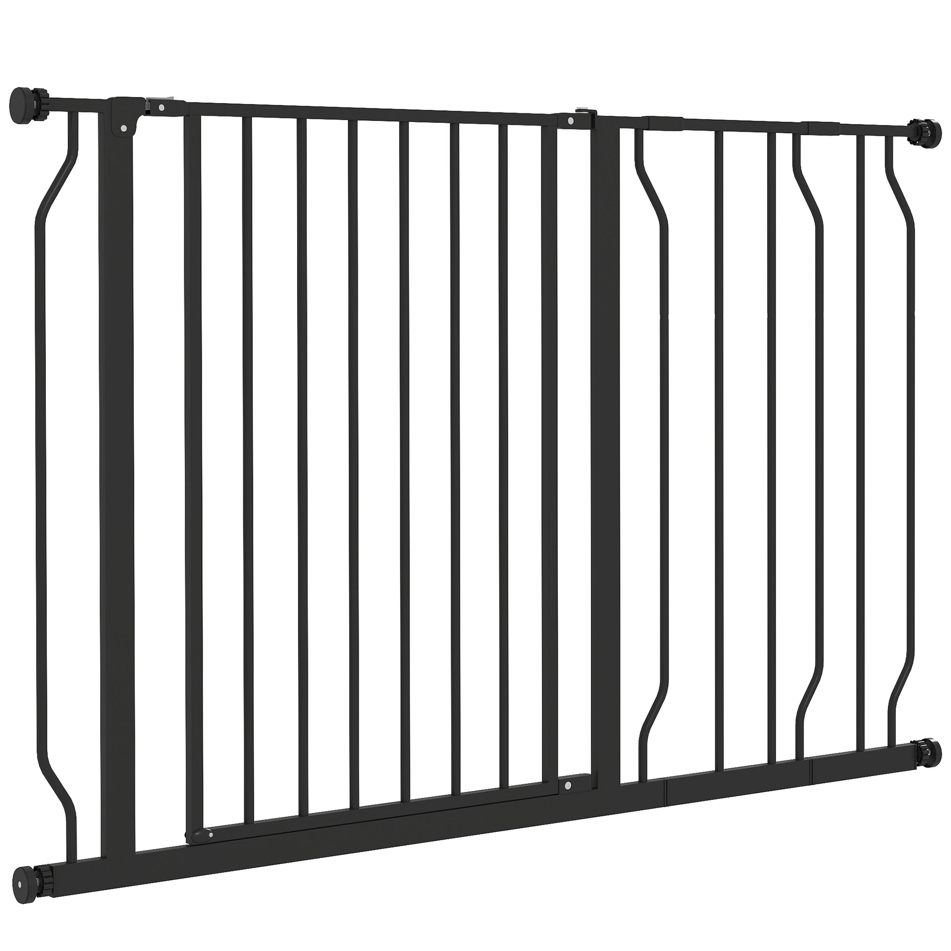 Door Protection Gate Stair Protection Gate with 10/20 cm Extension Door Gate without Drilling Stair Gate for Widths 75-115 cm Swivelable on Both Sides Steel Black