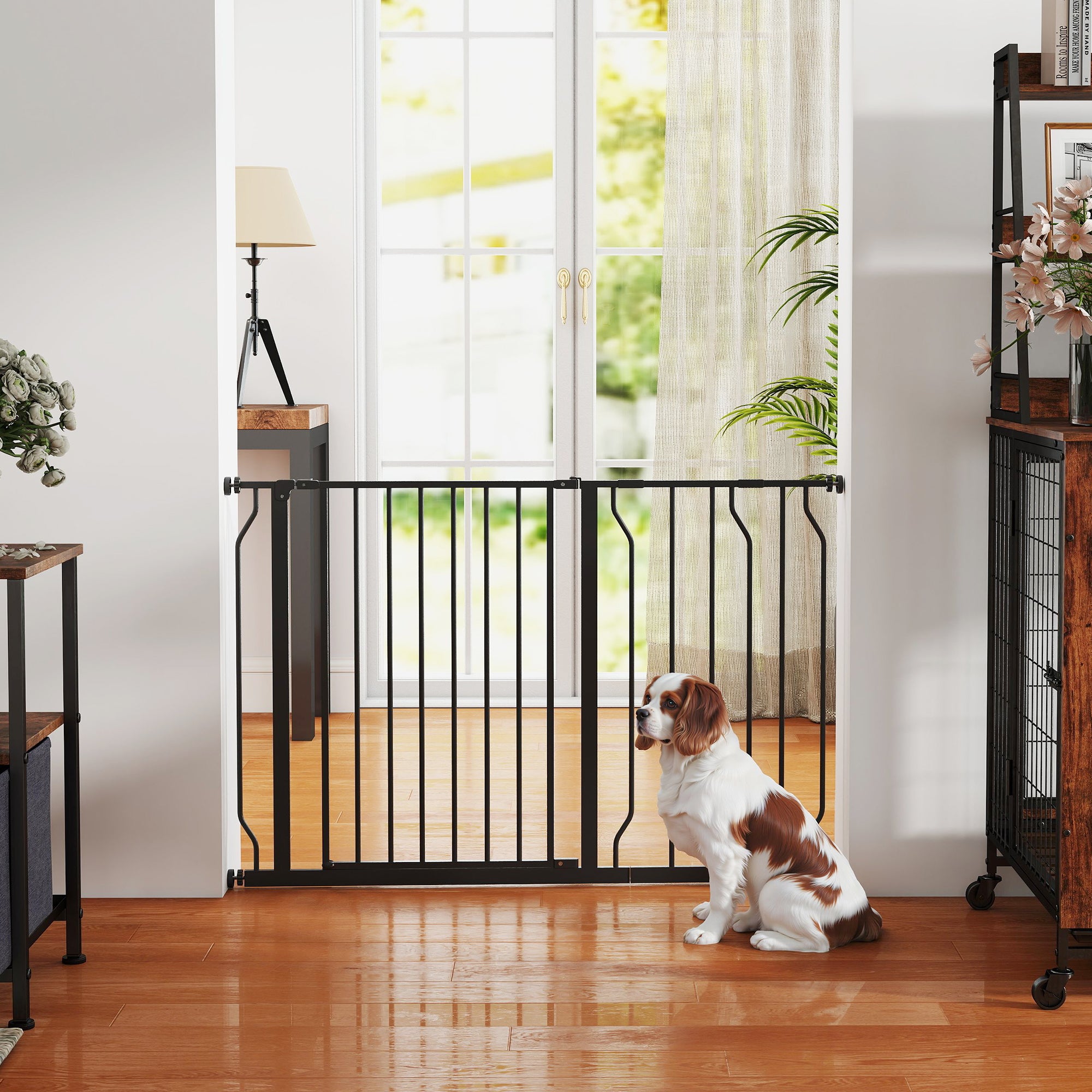 Door Protection Gate Stair Protection Gate with 10/20 cm Extension Door Gate without Drilling Stair Gate for Widths 75-115 cm Swivelable on Both Sides Steel Black