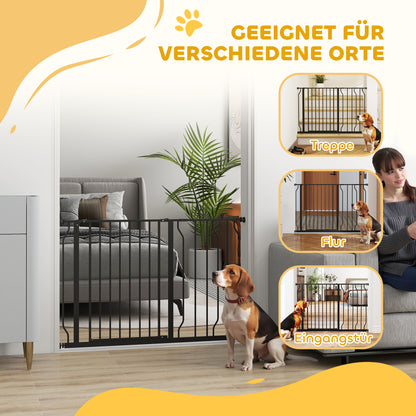 Door Protection Gate Stair Protection Gate with 10/20 cm Extension Door Gate without Drilling Stair Gate for Widths 75-115 cm Swivelable on Both Sides Steel Black