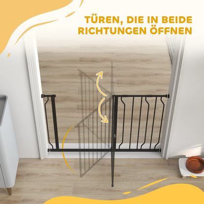 Door Protection Gate Stair Protection Gate with 10/20 cm Extension Door Gate without Drilling Stair Gate for Widths 75-115 cm Swivelable on Both Sides Steel Black