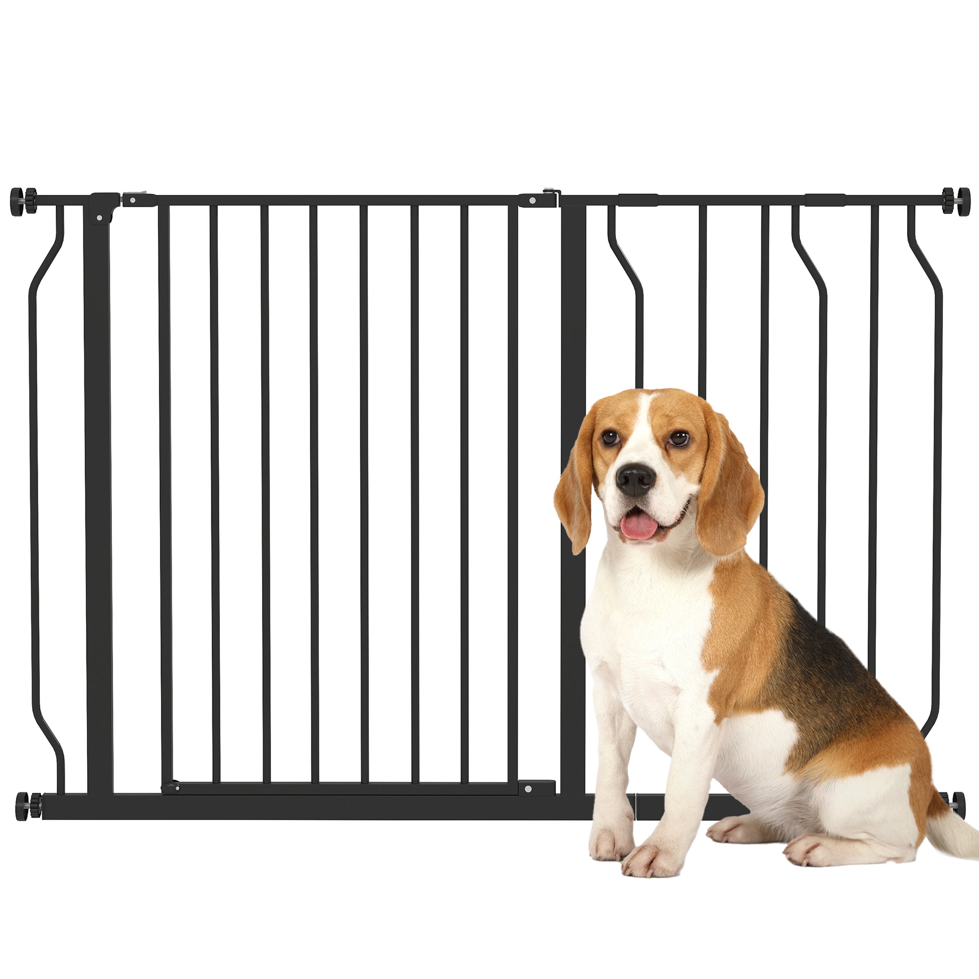 Door Protection Gate Stair Protection Gate with 10/20 cm Extension Door Gate without Drilling Stair Gate for Widths 75-115 cm Swivelable on Both Sides Steel Black