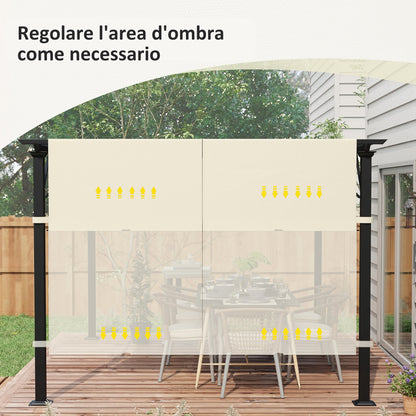 3x3m Gazebo Pergola Cover, Polyester 180g/㎡ with Pockets and Straps for Poles, UV30+, 488x122 cm, Cream
