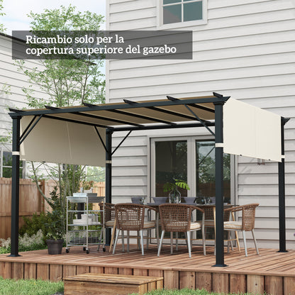 3x3m Gazebo Pergola Cover, Polyester 180g/㎡ with Pockets and Straps for Poles, UV30+, 488x122 cm, Cream