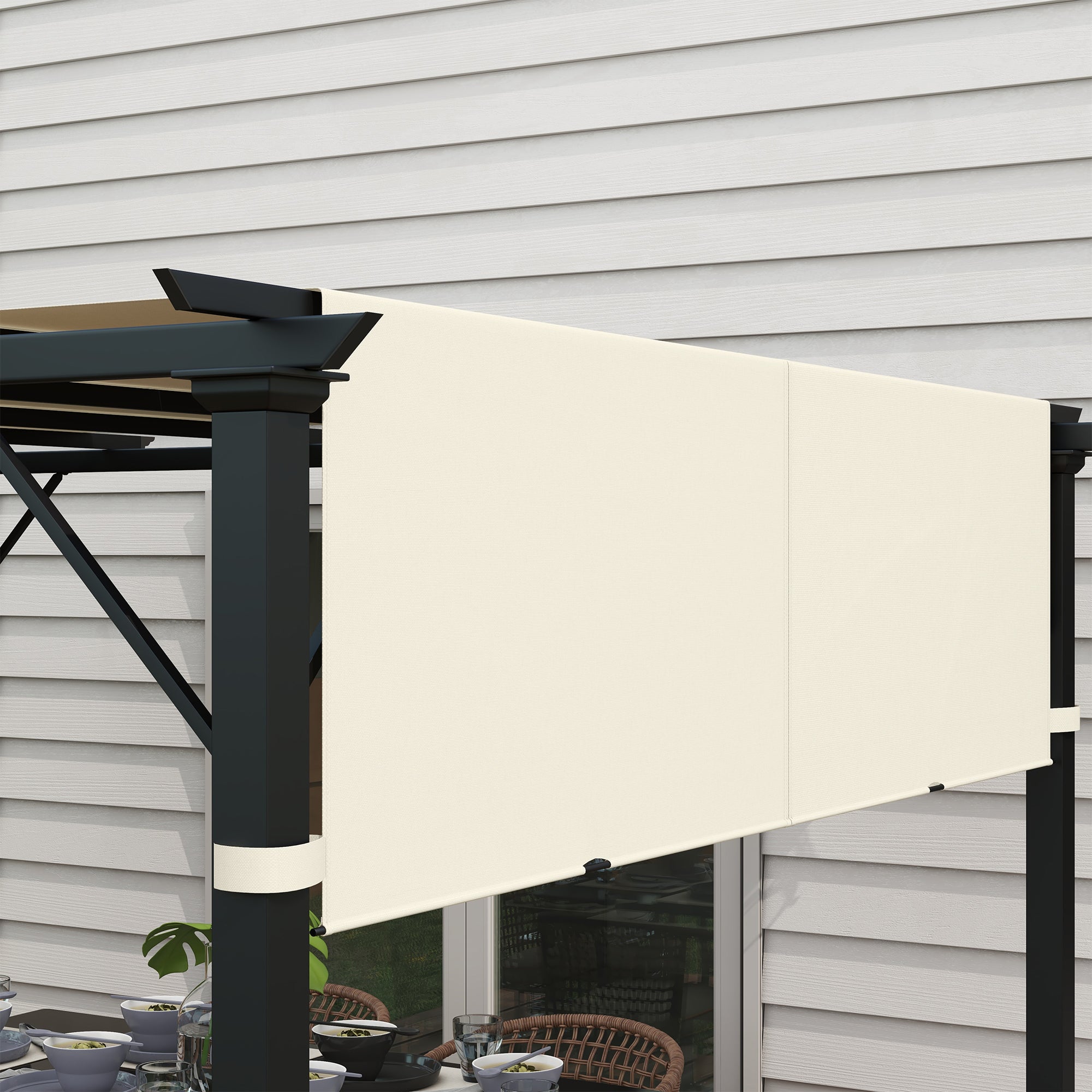3x3m Gazebo Pergola Cover, Polyester 180g/㎡ with Pockets and Straps for Poles, UV30+, 488x122 cm, Cream