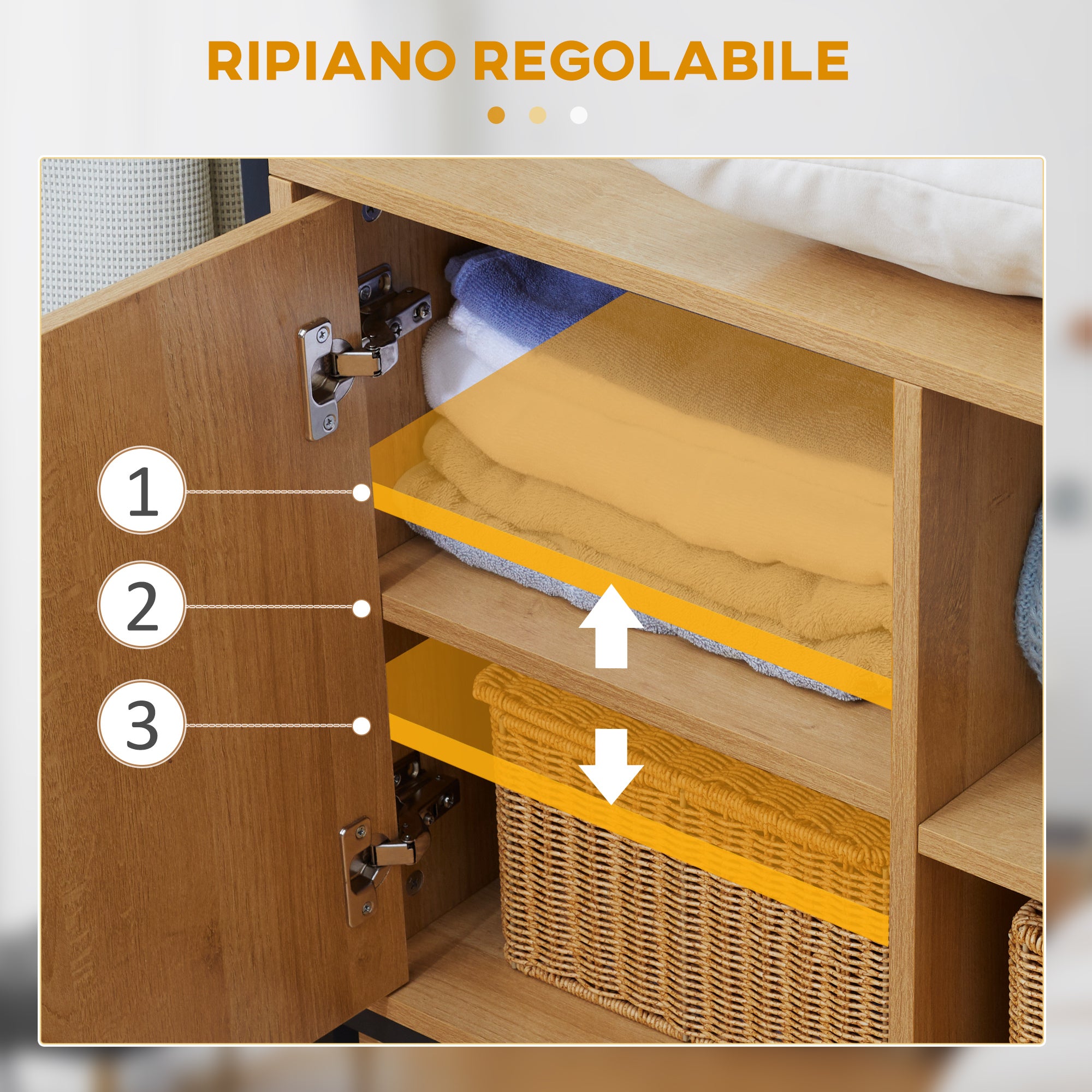 Clothes Rack with Steel and Wood Industrial Style, Cabinet with Internal Shelf and 2 Side Open Compartments, 80x40x180cm, Natural