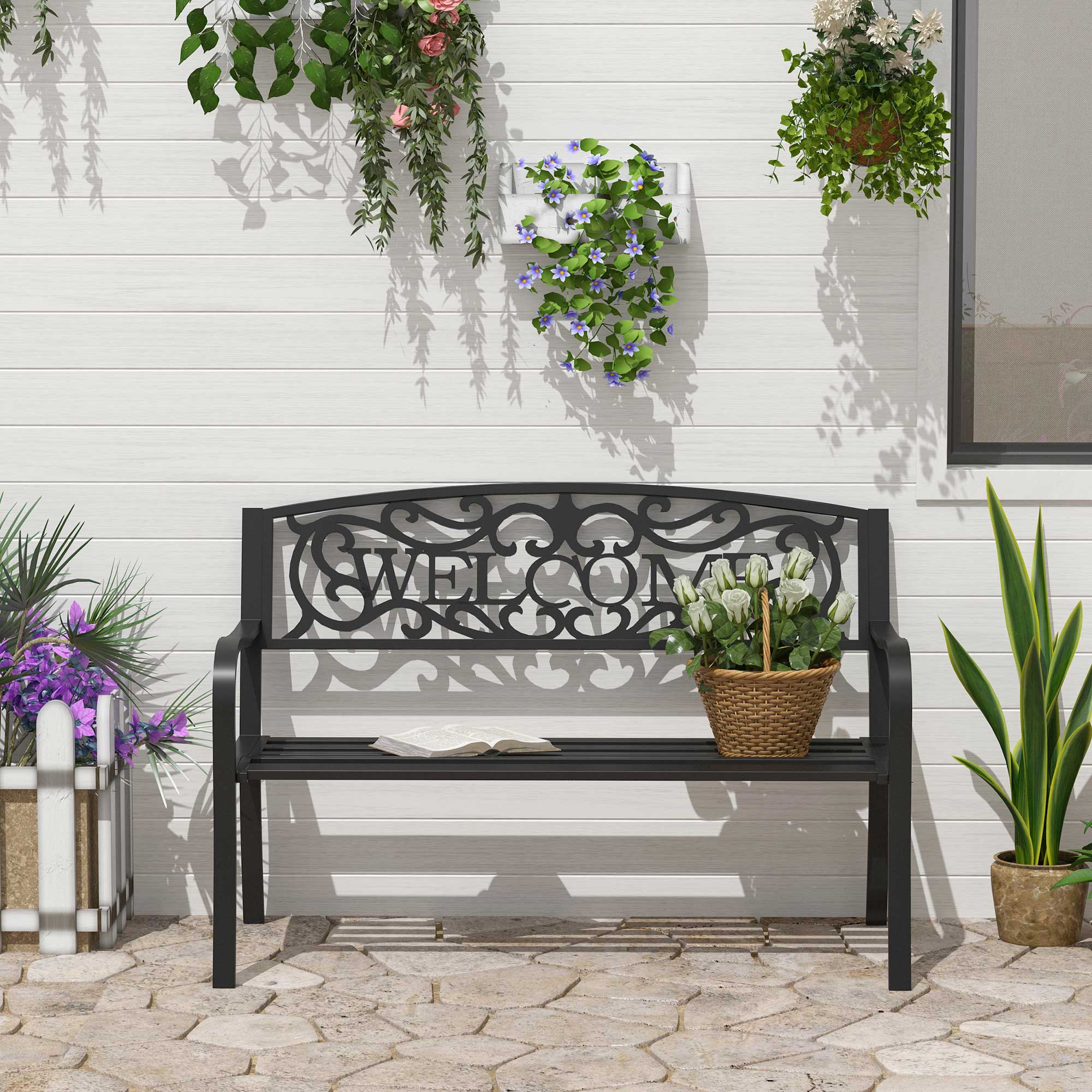 2-Seater Garden Bench Park Bench Metal Garden Furniture