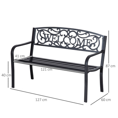 2-Seater Garden Bench Park Bench Metal Garden Furniture