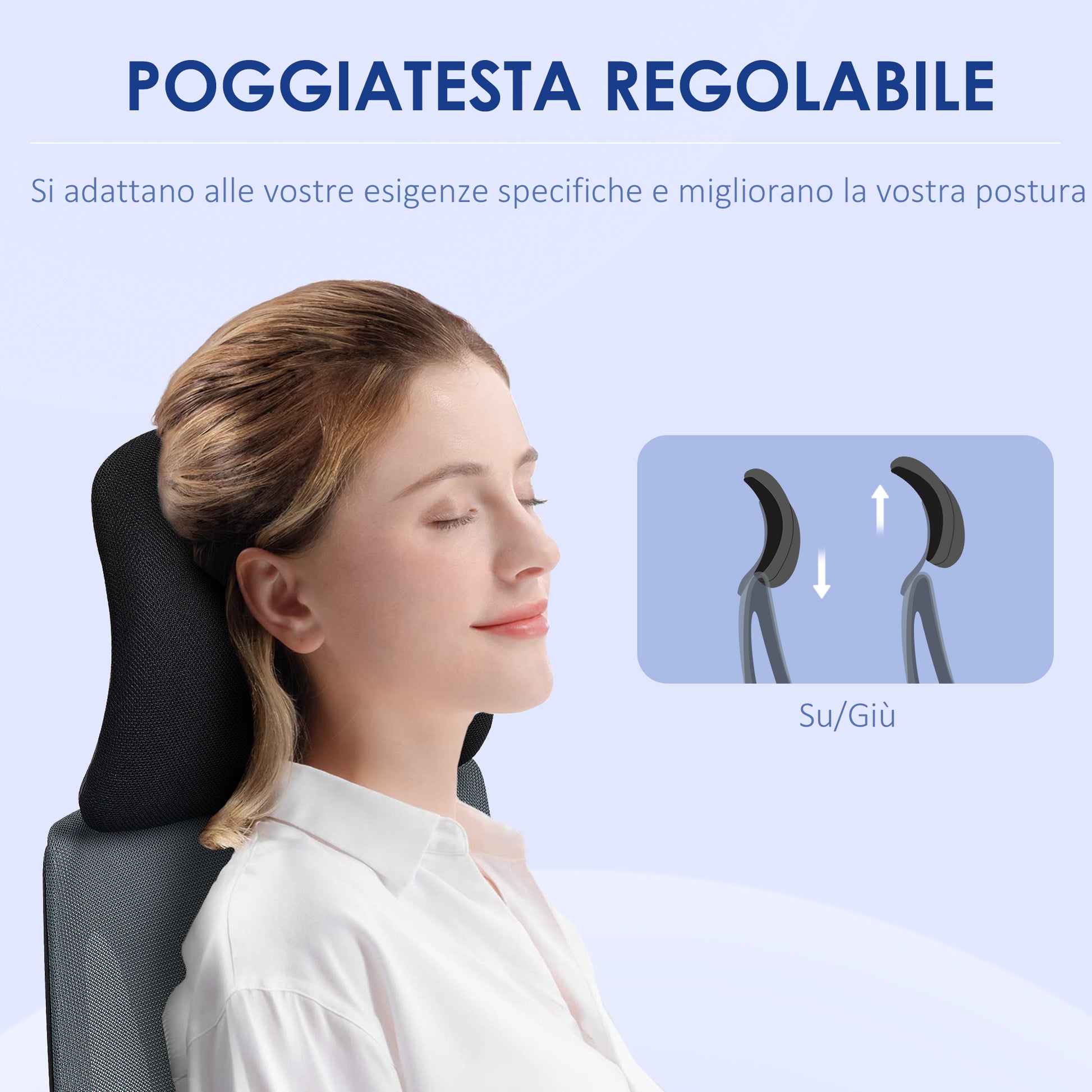 Ergonomic Tiltable Office Chair with Lumbar Support, Swivel Desk Chair with Headrest and Adjustable Height for Study, in Breathable Mesh Fabric, Black