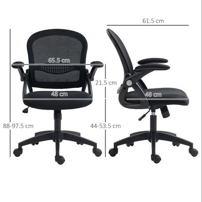 Ergonomic Office Chair with Mesh Backrest and Padded Seat, Adjustable Height, 65.5x61.5x88-97.5cm, Black