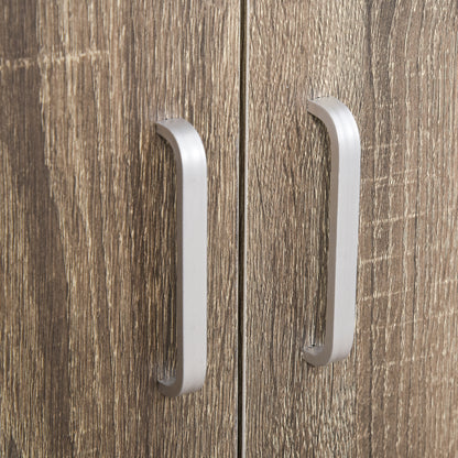 Multi-Purpose Kitchen Cart with 4 Wheels, Cabinet with Shelf for Microwave in Particle Board, 60.4x40.3x97cm, Gray