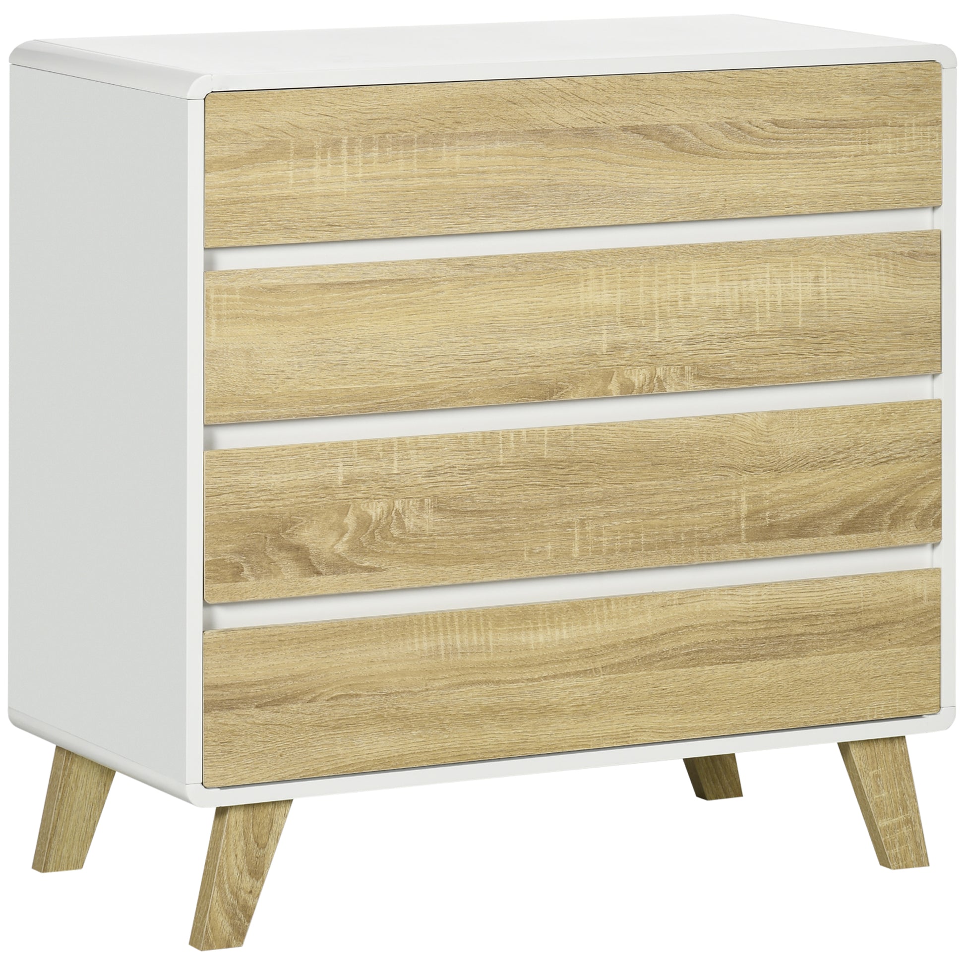 4-drawer chest of drawers Scandinavian design storage unit for hallway, bedroom, living room, bathroom 80 x 40 x 79.5 cm white and wood effect