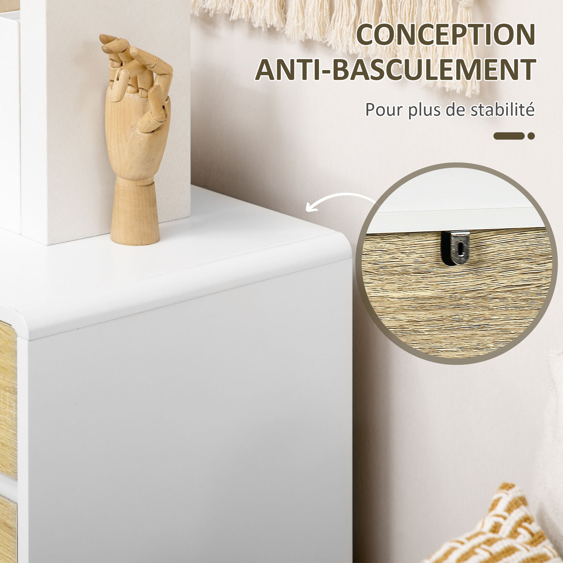 4-drawer chest of drawers Scandinavian design storage unit for hallway, bedroom, living room, bathroom 80 x 40 x 79.5 cm white and wood effect