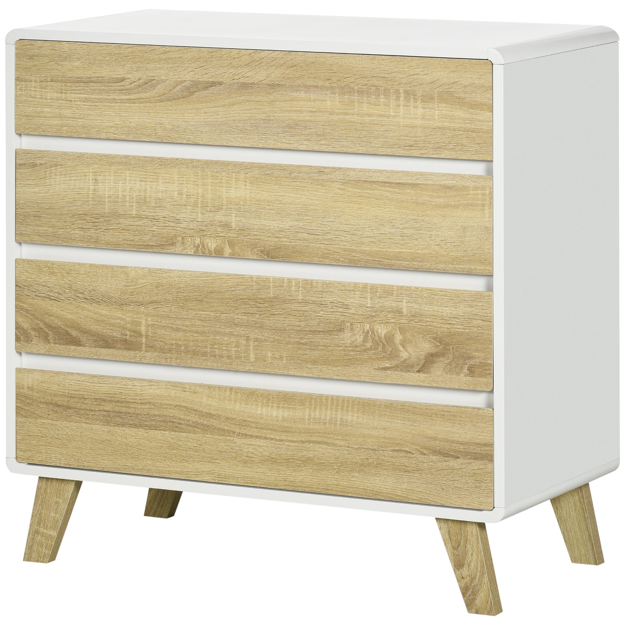 4-drawer chest of drawers Scandinavian design storage unit for hallway, bedroom, living room, bathroom 80 x 40 x 79.5 cm white and wood effect