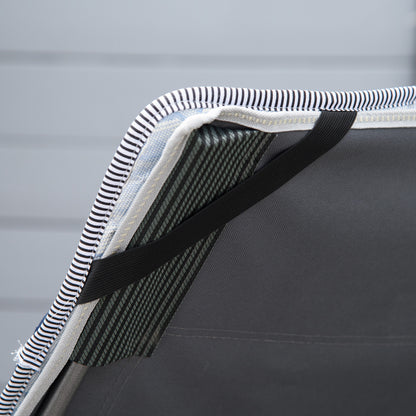 Folding Camping Bed Camp Bed with Pillow Side Pocket Mattress Guest Bed Up to 150 kg Travel Outdoor Oxford Dark Blue + Gray 188 x 64.5 x 53 cm