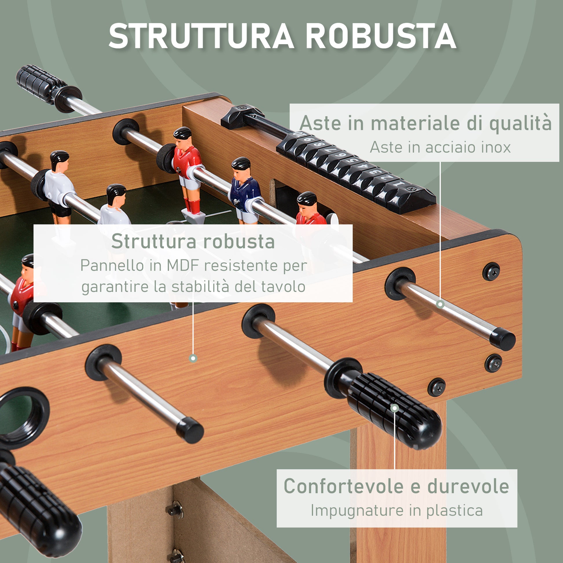 Professional Foosball Table for Children and Adults with MDF Wood Rods 92x46x78cm