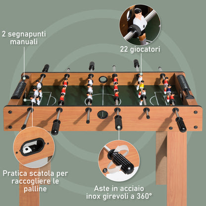 Professional Foosball Table for Children and Adults with MDF Wood Rods 92x46x78cm