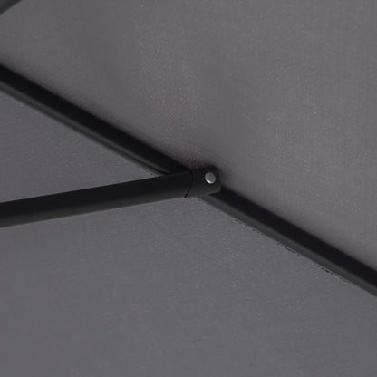 Aluminum Garden Umbrella Ø260x235 cm Reclining Patio Parasol with Crank and 6 Metal Rods for Outdoor Terrace Balcony Gray