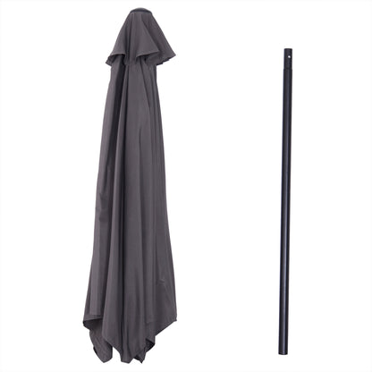 Aluminum Garden Umbrella Ø260x235 cm Reclining Patio Parasol with Crank and 6 Metal Rods for Outdoor Terrace Balcony Gray