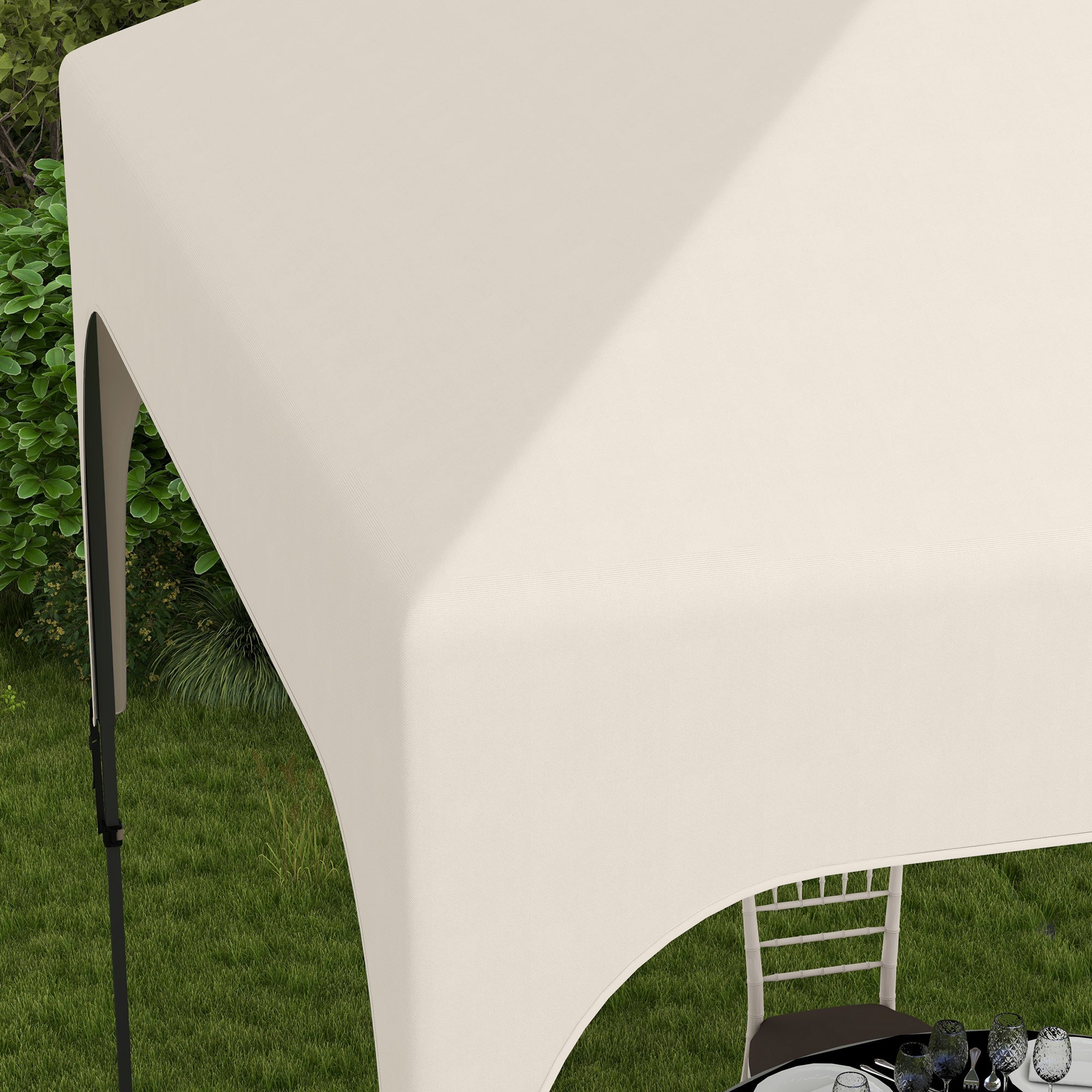 Garden Gazebo 2.5 x 2.5m Folding Pop-up Canopy Adjustable Height 4 Levels UV50+ Oxford Fabric Steel Frame Carry Bag Included Beige