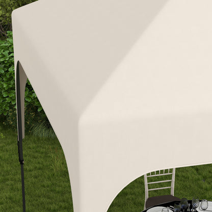 Garden Gazebo 2.5 x 2.5m Folding Pop-up Canopy Adjustable Height 4 Levels UV50+ Oxford Fabric Steel Frame Carry Bag Included Beige