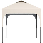 Garden Gazebo 2.5 x 2.5m Folding Pop-up Canopy Adjustable Height 4 Levels UV50+ Oxford Fabric Steel Frame Carry Bag Included Beige