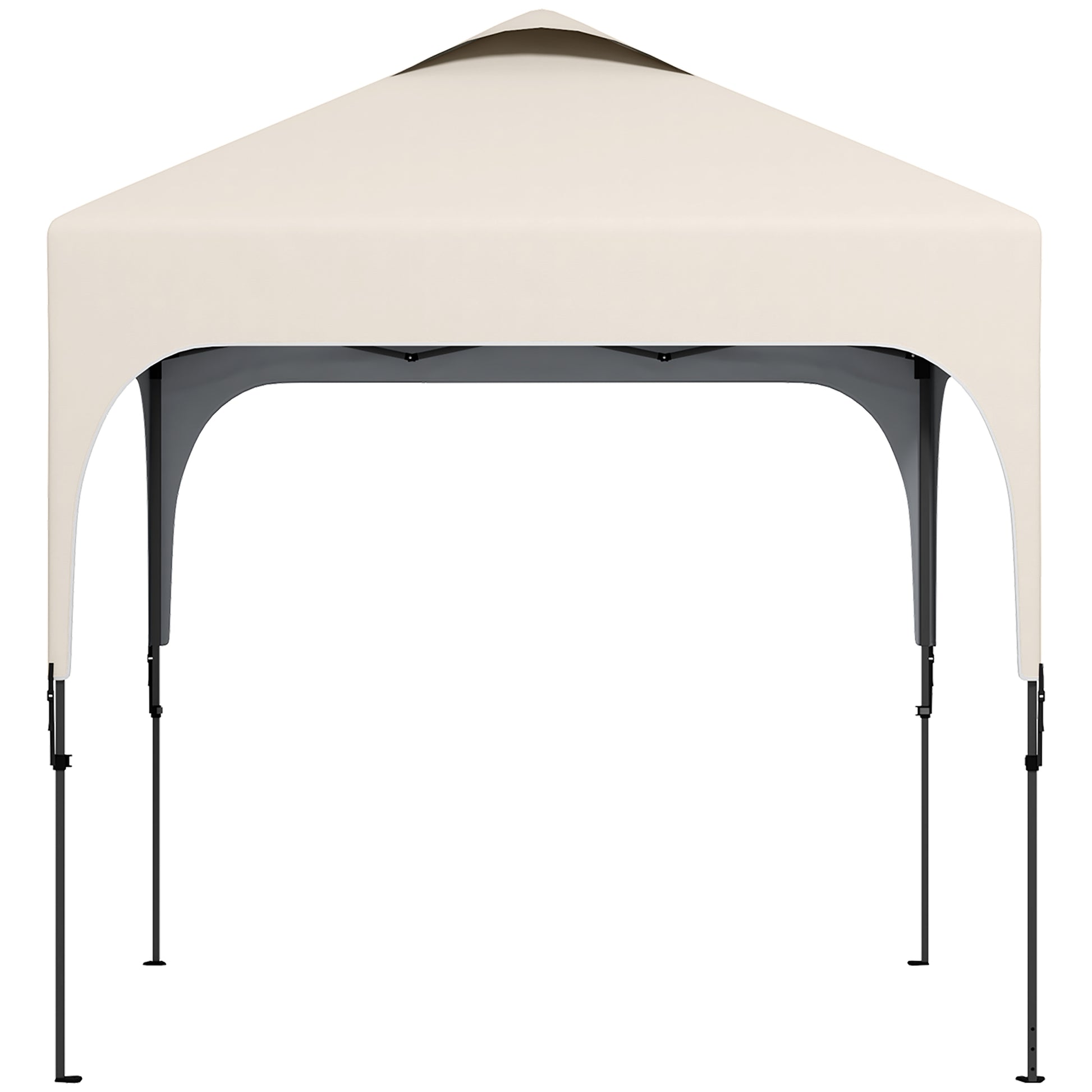 Garden Gazebo 2.5 x 2.5m Folding Pop-up Canopy Adjustable Height 4 Levels UV50+ Oxford Fabric Steel Frame Carry Bag Included Beige
