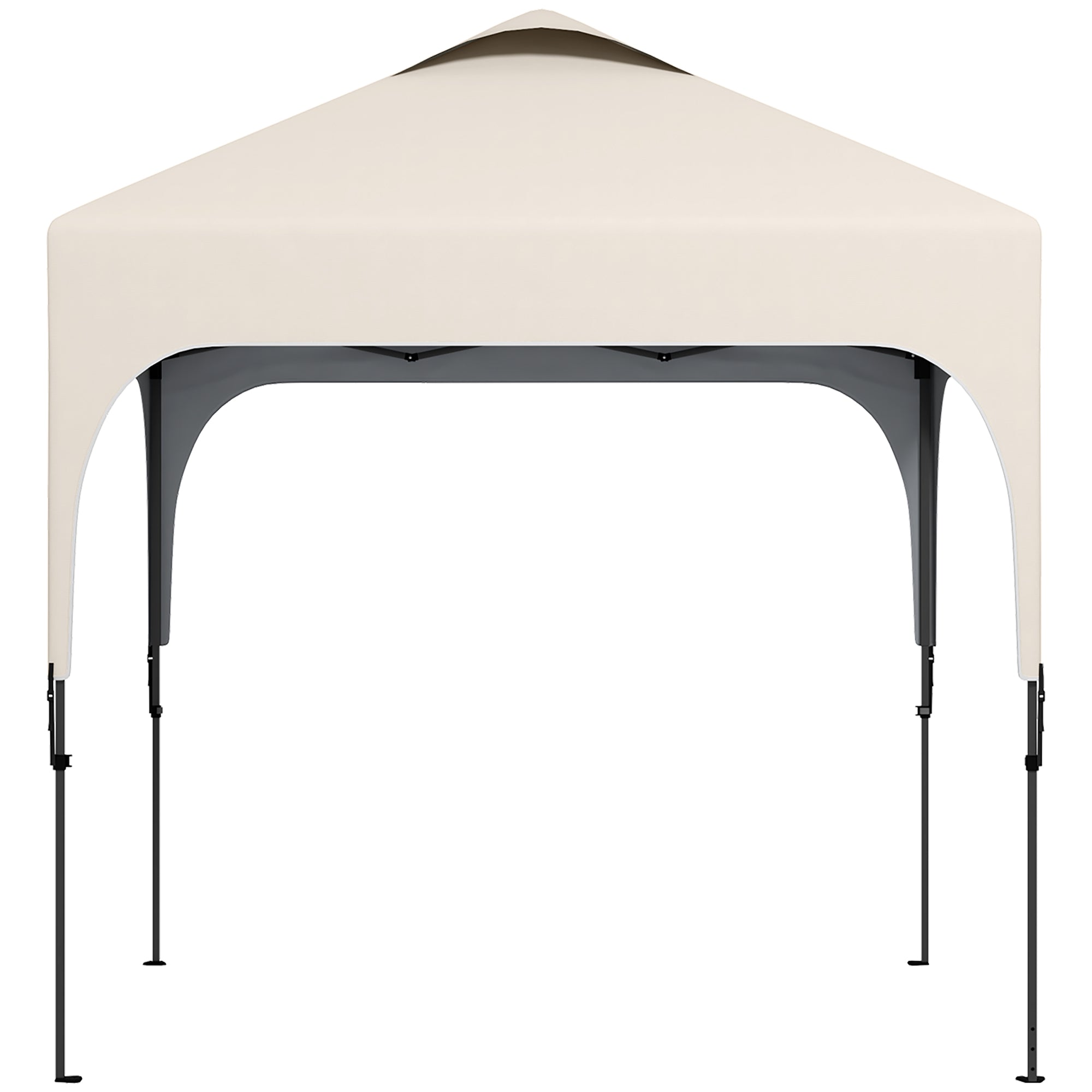 Garden Gazebo 2.5 x 2.5m Folding Pop-up Canopy Adjustable Height 4 Levels UV50+ Oxford Fabric Steel Frame Carry Bag Included Beige