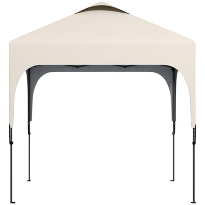 Garden Gazebo 2.5 x 2.5m Folding Pop-up Canopy Adjustable Height 4 Levels UV50+ Oxford Fabric Steel Frame Carry Bag Included Beige