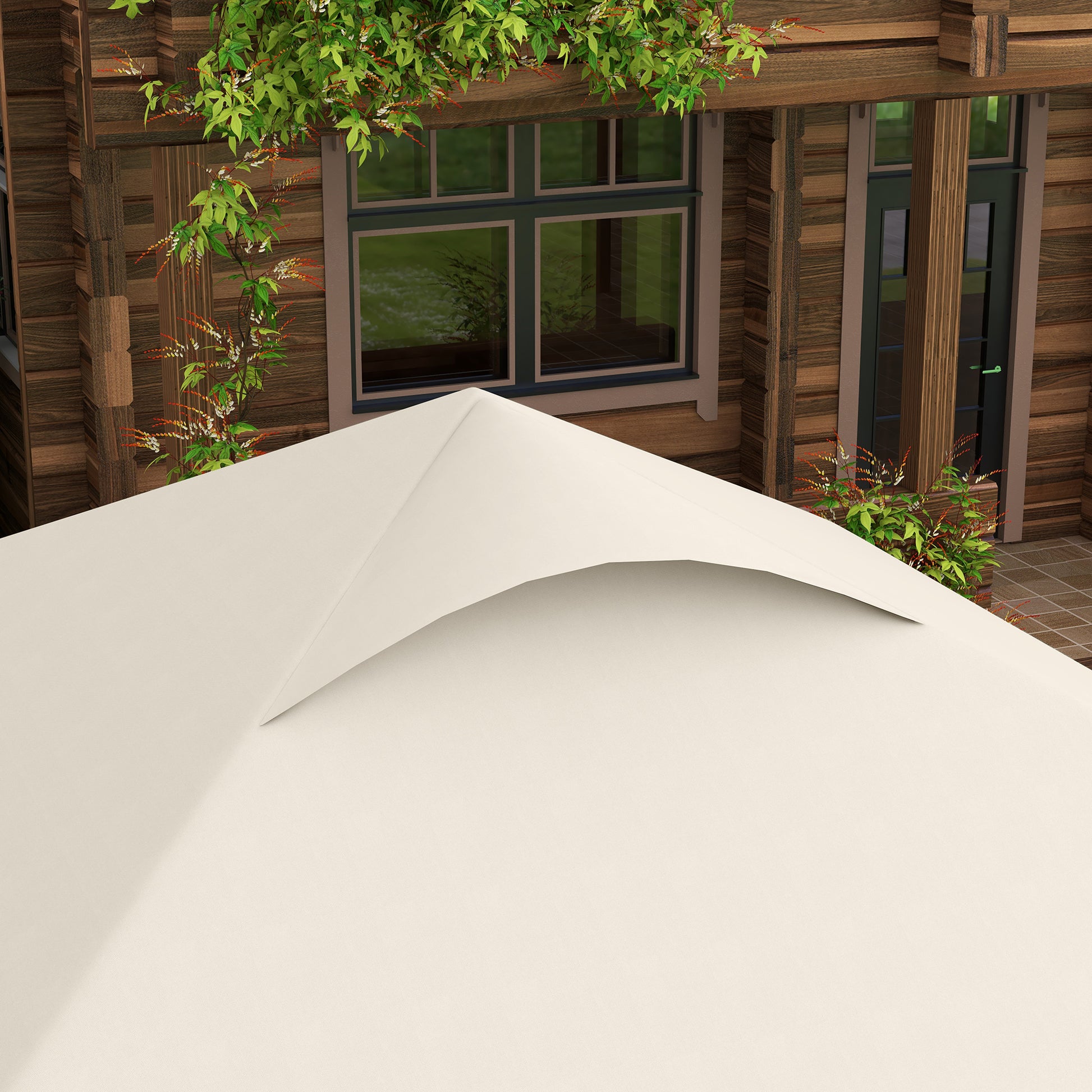 Garden Gazebo 2.5 x 2.5m Folding Pop-up Canopy Adjustable Height 4 Levels UV50+ Oxford Fabric Steel Frame Carry Bag Included Beige