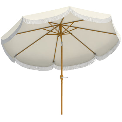 Patio Umbrella Ø269 cm Garden Umbrella with Adjustable Angle and Crank UV30+ Protection Parasol for Patio Terrace Beige