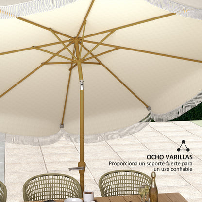 Patio Umbrella Ø269 cm Garden Umbrella with Adjustable Angle and Crank UV30+ Protection Parasol for Patio Terrace Beige