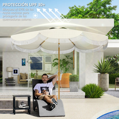 Patio Umbrella Ø269 cm Garden Umbrella with Adjustable Angle and Crank UV30+ Protection Parasol for Patio Terrace Beige