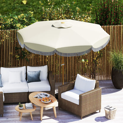 Patio Umbrella Ø269 cm Garden Umbrella with Adjustable Angle and Crank UV30+ Protection Parasol for Patio Terrace Beige