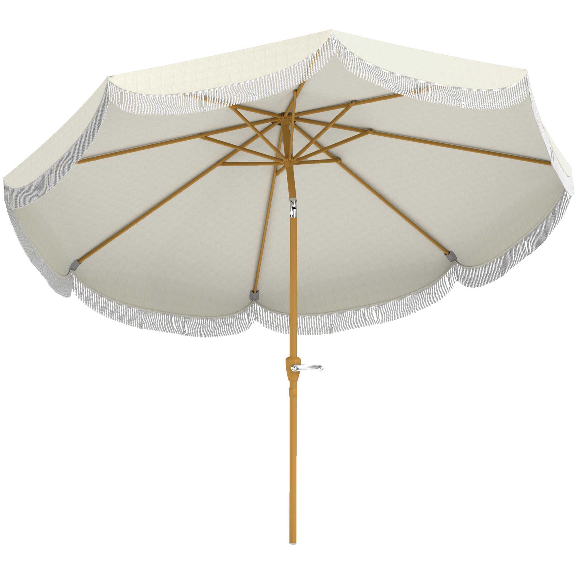Patio Umbrella Ø269 cm Garden Umbrella with Adjustable Angle and Crank UV30+ Protection Parasol for Patio Terrace Beige