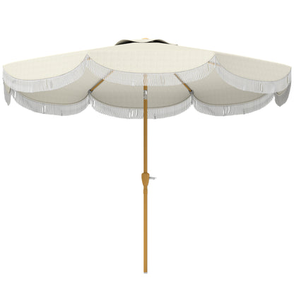 Patio Umbrella Ø269 cm Garden Umbrella with Adjustable Angle and Crank UV30+ Protection Parasol for Patio Terrace Beige