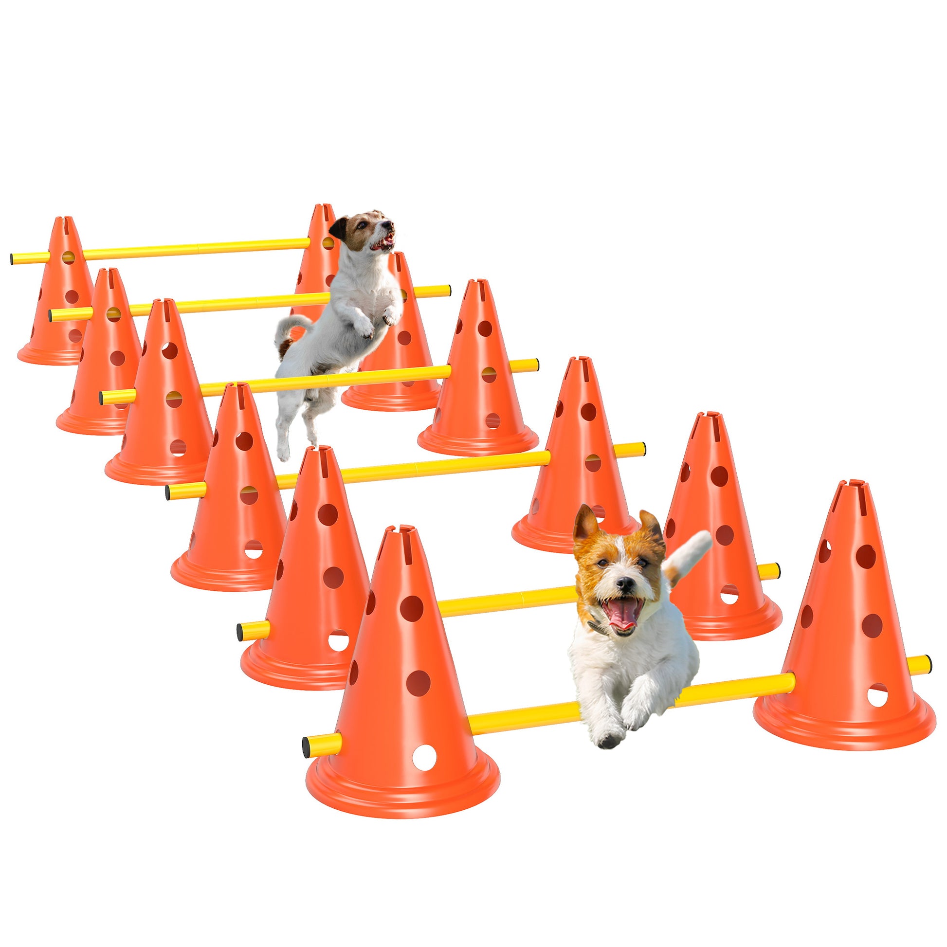 Agility Set for Dogs 6-Piece Dog Agility Equipment Set with 12 Cones 6 Adjustable Hurdles Carry Bag Training Accessories Coordination Training for Games Training