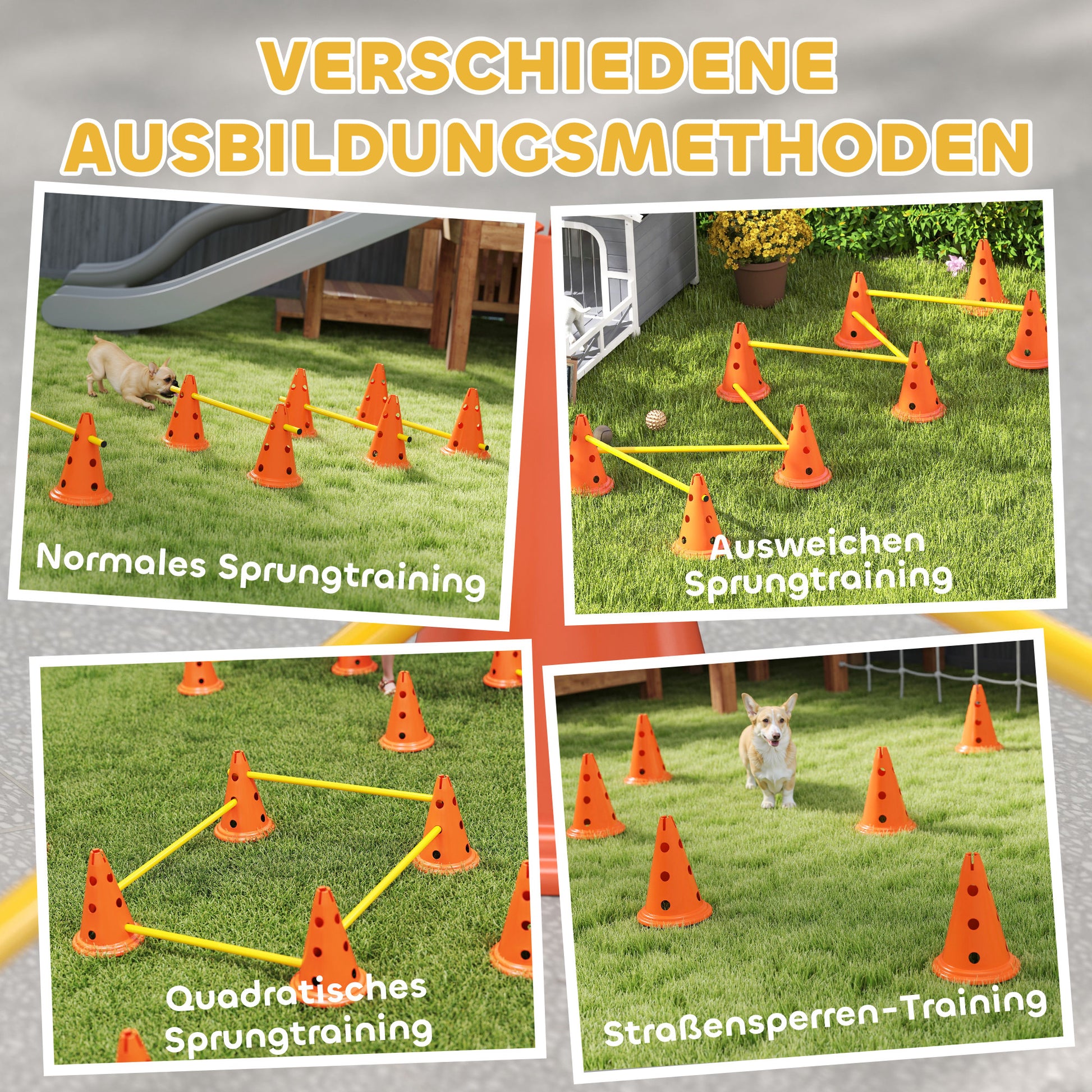 Agility Set for Dogs 6-Piece Dog Agility Equipment Set with 12 Cones 6 Adjustable Hurdles Carry Bag Training Accessories Coordination Training for Games Training