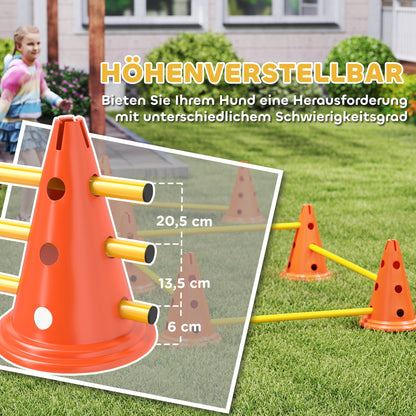 Agility Set for Dogs 6-Piece Dog Agility Equipment Set with 12 Cones 6 Adjustable Hurdles Carry Bag Training Accessories Coordination Training for Games Training